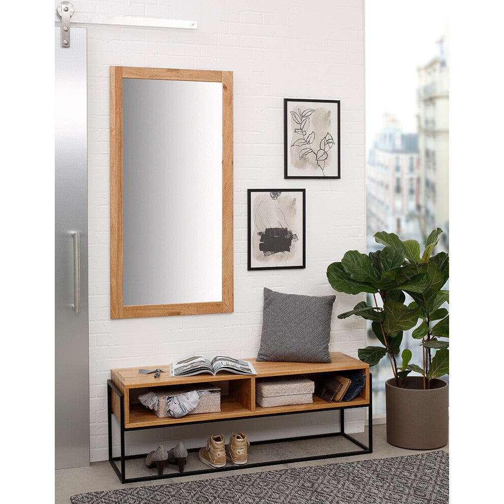 Bench and mirror